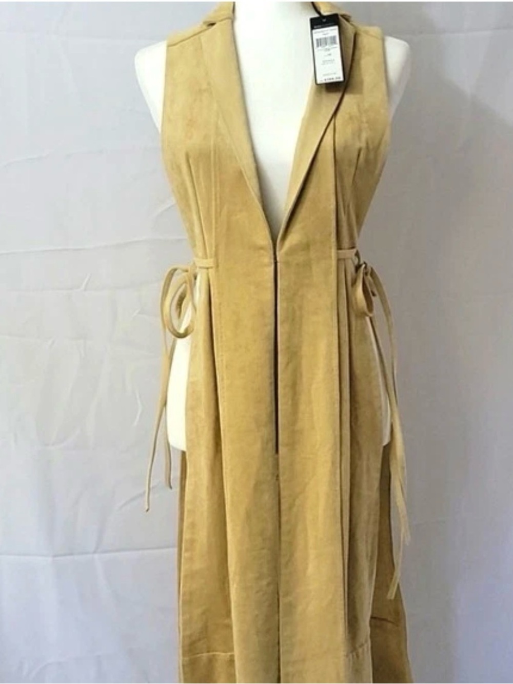 Geoffrey Beene Beige Sleeveless Open Front Tunic